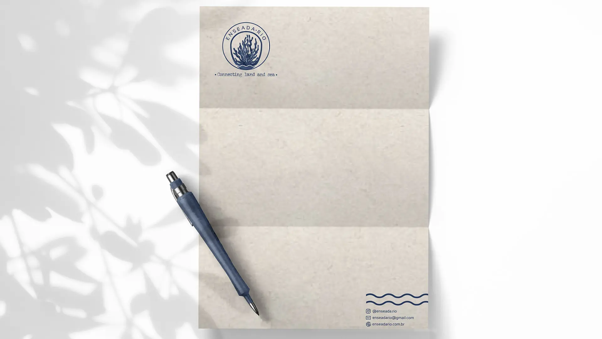 Papel timbrado Enseada Rio - projeto de identidade visual criado por Andréa Martins, Amartins Design