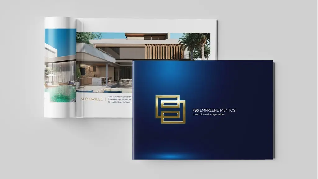 Apresentação da FSS Empreendimentos. Identidade Visual para mercado imobiliário criada por Andréa Martins, AMartins Design