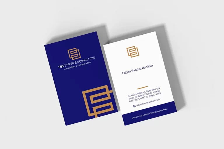 Cartão de visitas da FSS Empreendimentos, identidade visual para o setor imobiliário. Criação Andréa Martins, AMartins Design