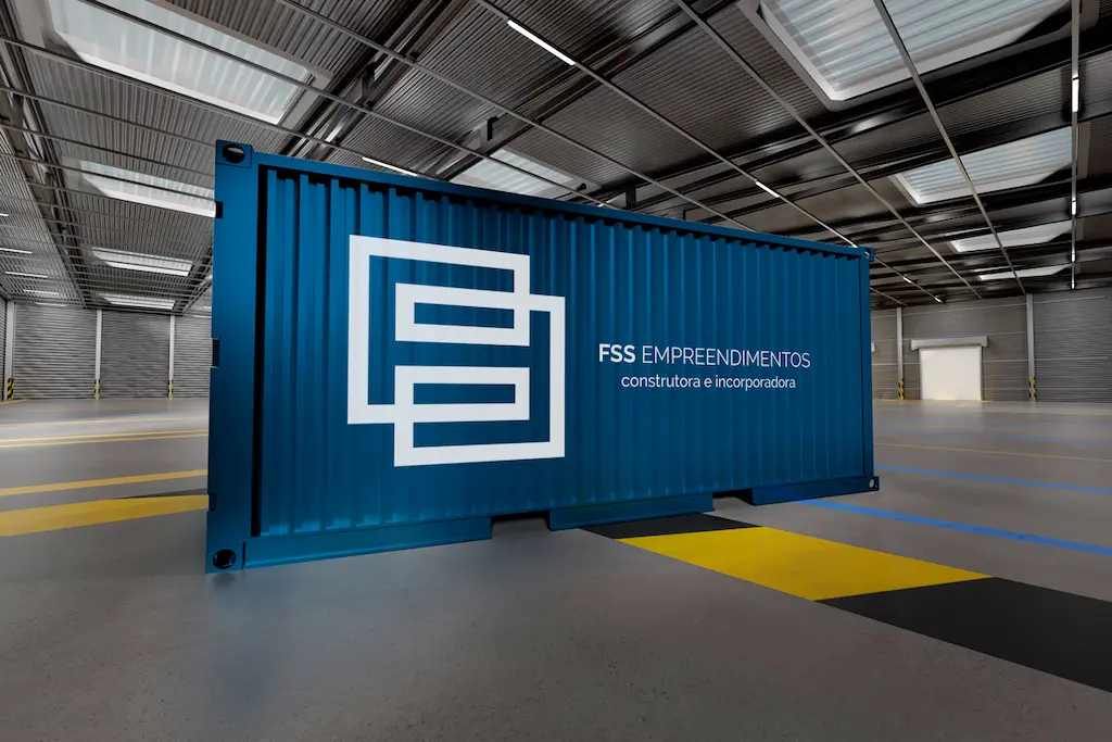 Container FSS Empreendimentos, identidade visual para o setor imobiliário. Criação Andréa Martins, AMartins Design