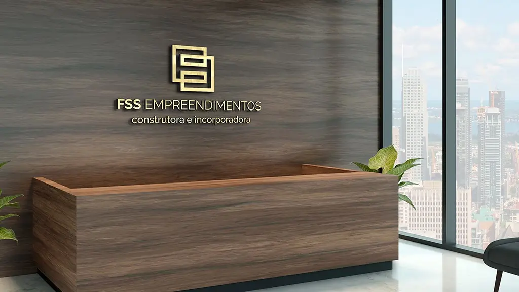 Logo recepção da FSS Empreendimentos. Identidade Visual para mercado imobiliário criada por Andréa Martins, AMartins Design