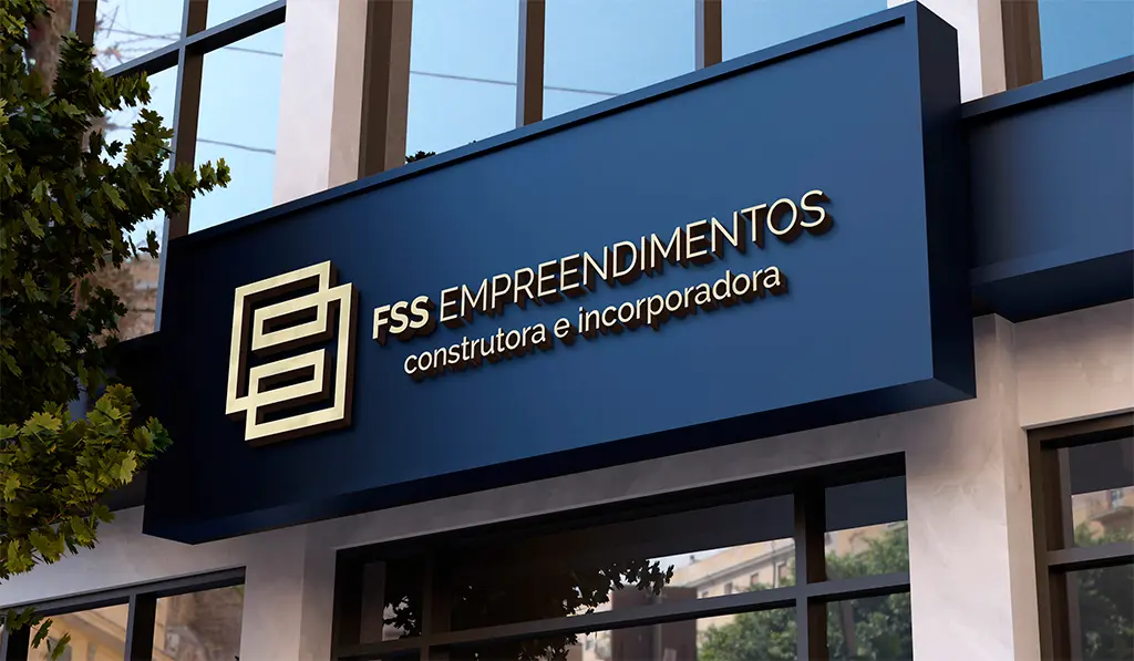 Letreiro - FSS Empreendimentos. Identidade Visual para mercado imobiliário criada por Andréa Martins, AMartins Design