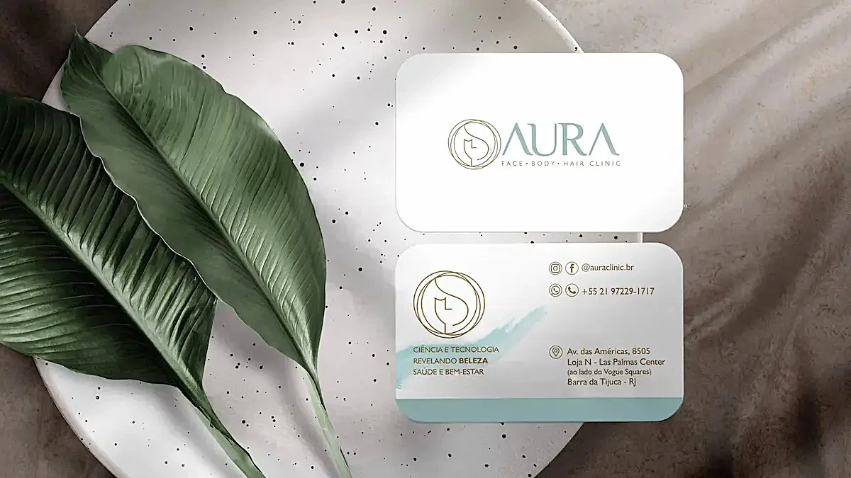 Cartão de visita da Aura Clinic RJ